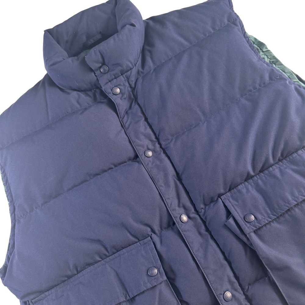 Eddie Bauer Goose Down Puffer Vest Men XXL Blue Quilted Vintage Flap Pockets